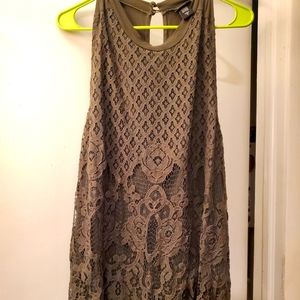 Torrid army green crochet front tank top.